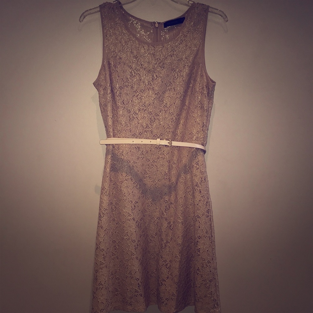 Sweet Lace Cream & Gold A-line Dress